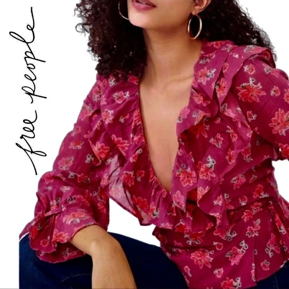 NEW✨🛍️ Free People Amanda Ruffle Long Sleeve Top
In Sultry Combo - Picture 3 of 5